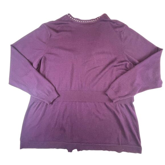 89th Madison Cardigan 1X Purple Open Front Silver Studded Dark Academia Sweater - Picture 2 of 9